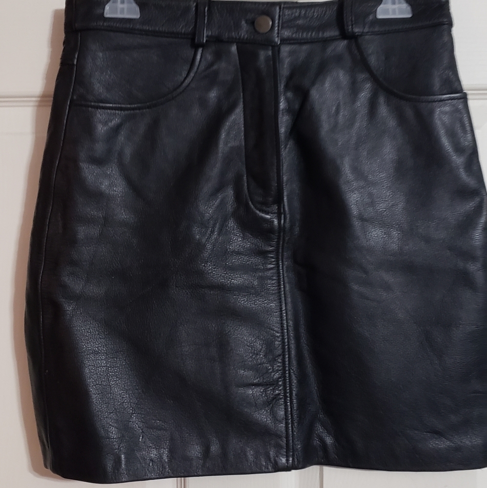 First Leather Apparel Black Leather Skirt size 8